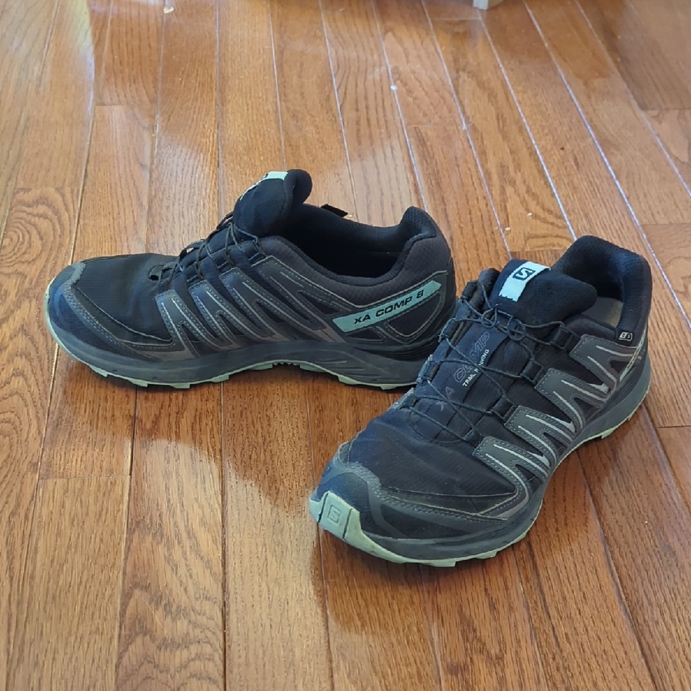Salomon XA Comp 8 Black Gray Mint Green Trail Runners